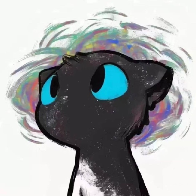张容纲的头像：一只抬头看的黑猫